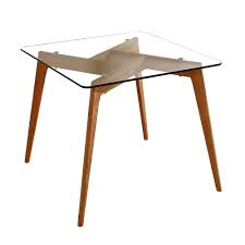 table a manger carree en verre et pietement en bois l 90 cm begonia tables a manger carrees petite table a manger table salle a manger