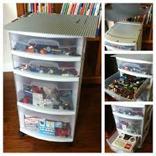 Make A Lego Storage Play Table Out Of A Rolling Four Drawer Sterilite Organizer Keep Instruction Manuals And Books I Lego Storage Diy For Kids Toy Storage