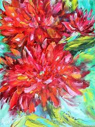 Red Flowers Painting Original Oil Dahlias Abstract Etsy Flower Painting Original Flower Painting Canvas Painting
