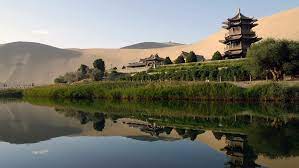 A massive landslide isolated lake crescent from lake sutherland approximately 7,000 years ago. Crescent Lake Dunhuang