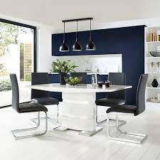 (high gloss dining table and four chairs.) white table and 6 chairs andreifornea com. Komoro White High Gloss Dining Table With 6 Perth Grey Leather Chairs Furniture And Choice