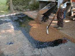 Coal tar is a thick, black liquid that is a byproduct of the distillation of bituminous coal (usually in the electricity production industry). Tar And Chip Driveway Modern Driveway Driveway Landscaping
