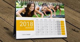 Horizontal Desk Printable Calendar Template For 2018 Year 12 Month Desk Agenda Instan Calendar Design Template Desk Calendar Design Desk Calendar Template