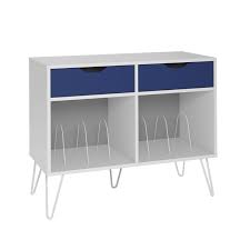 Mix functionality and style with the novogratz regal turntable stand. Novogratz Concord Turntable Stand With Drawers In White Blue 1323817com
