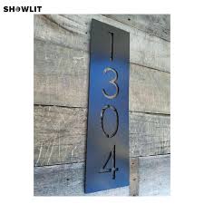 Modern house numbers, house numbers sign, address plaque,custom house address, realtor closing gift, h. House Numbers Vertical Modern Address Plaque Brushed Metal Size Options Custom Made Door Plates Aliexpress