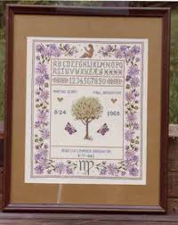 The stem stitch outlines the design, and the satin stitch fills in flat areas. Counted Cross Stitch Zodiac Wedding Sampler