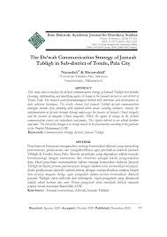 For more information and source, see on this link : Pdf The Da Wah Communication Strategy Of Jamaah Tabligh In Sub District Of Tondo Palu City