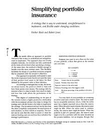 An insurance policy is a legal contract between the insurance company (the. Simplifying Portfolio Insurance The Journal Of Portfolio Management