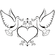 Doves coloring pages dove coloring sheet turtle diary football. Love Doves Coloring Pages Doves And Love Heart Wall Printable Coloring4free Coloring4free Com