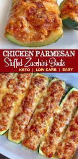 Low Carb Chicken Parmesan Stuffed Zucchini Boats Recipe Low Carb Chicken Parmesan Zucchini Boat Recipes Ground Chicken Recipes