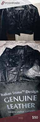 Leather Jacket By Navarre Leather Co Size M Black Italian Stone Design Genuine Leather Navarre Jackets Coats Puffers Leather Jacket Jackets Leather