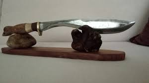 Kendi Yapimim Kukri Tarzi Pirinc Ceviz Ve Maun Cam Karma Sapli Guzel Bir Bicak Gene Kamyon Makasi Ndan Yapilma Bicak Kamyon Kendin Yap