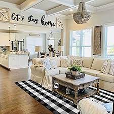 Amazon Com Earthall Cotton Buffalo Black And White Plaid Rug 5 X7 Hand Woven Check Area Farm House Living Room Plaid Living Room Farmhouse Decor Living Room