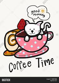 142,458 coffee cup clip art images on gograph. Cute White Cat Coffee Image Photo Free Trial Bigstock