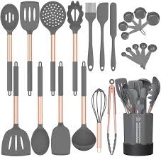 Stainless steel cooking utensils set. Silicone Cooking Utensil Set Fungun 24pcs Silicone Cooking Kitchen Utensils Set Non Stick Heat Resistant Best Kitchen Cookware With Copper Stainless Steel Handle Gray Bpa Free Non Toxic Walmart Com Walmart Com