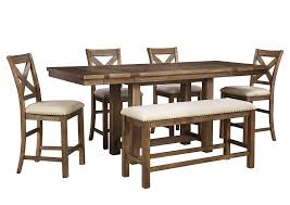 Moriville Rectangular Counter Height Table W 4 Bar Stools And Bench Ashley Furniture Homestore Independently Owned And Operated By Dash Square