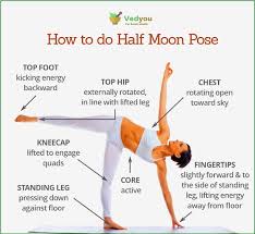Turn the back foot outwards and open the hip. How To Do Half Moon Pose Half Moon Pose Yoga Is The Englis Flickr