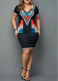 Tribal Print Short Sleeve Plus Size Sheath Dress Liligal Com Usd 30 39 Printed Sheath Dresses Plus Size Shorts Clothes
