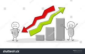 Happy Angry Stickmen Business Column Chart Stock Vector