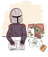 The Mandalorian And Bb Yoda Fan Art Star Wars Humor Star Wars Memes Star Wars Fandom