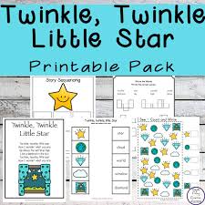 To create the twinkle twinkle rhyme sheet, type out twinkle, twinkle, little star, omitting, but leaving space for, star and are. Twinkle Twinkle Little Star Printable Pack Simple Living Creative Learning