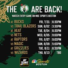 Bucks 35% lakers 28% raptors 10% clippers 7% celtics 5% nuggets 4% jazz 3% thunder 2. Celtics Schedule In Orlando Dates Matchups For Nba Seeding Games Revealed Rsn
