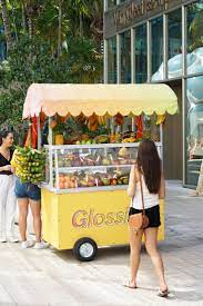 Glossier Mango Cart Miami Design District Pop Up Event Pop Up Shop Glossier Pop Up