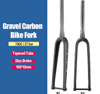AIRWOLF 700C Gravel Fork Disc Brake Road Bike Fork Max Tire 700 45C or  27.5*2.1'' Blade Length 395mm Carbon Fork For Bicycle