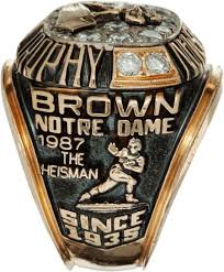Tim Brown S 1987 Heisman Ring Heritage Auctions Notre Dame Irish Fighting Irish Football Notre Dame Fighting Irish