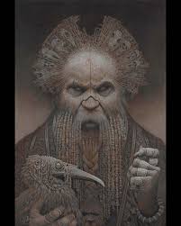 “Draconis Custos” — Drawing, 17”h x 11”w; In a society that specializes in  breeding dragons — for military use, for sale, as princely gifts or exotic  pets — I can imagine an elite class, a religious ...