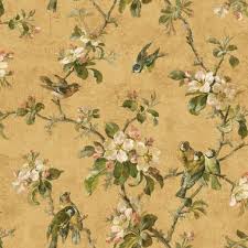 Gold Birds Of Versailles Qe58324 Wallpaper Wallpaper Stores Discount Wallpaper Traditional Wallpaper