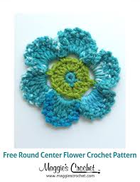 Asian idyllica rasta circle pattern handmade crochet beanie one size ivory white. Round Center Flower Free Crochet Pattern Crochet Flowers Crochet Patterns Crochet Flower Patterns