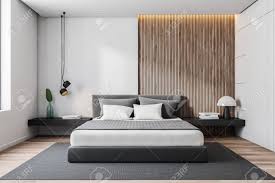 Hi everyone, thank you for your support and positive feedback! Interior Of Minimalistic Bedroom With White And Wooden Walls Stock Photo Picture And Royalty Free Image Image 124974775