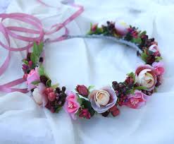 Blush Pink Flower Crown Blush Wedding Crown Flower Girl Crown Peony Flower  Wreath Child Flower Crown Bridal Hair Accessories