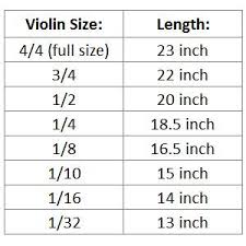 Violin Size Chart Inches Www Bedowntowndaytona Com