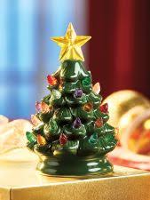 Ceramic Christmas Tree With Colorful Plastic Bulbs