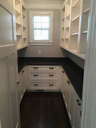 Large Walk In Pantry With White Shaker Cabinets And Honed Dark Granite Pantry Design Cheap Kitchen Cabinets Kitchen Pantry Design