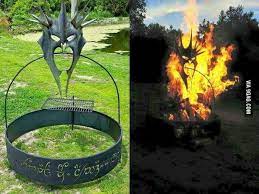 Custom steel lord of the rings fire pit created by imagine metal art. One Ring To Rule Them All Lotr Sauron Brazier Lord Of The Rings Middle Earth Lotr