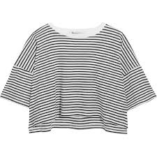 Black And White Crop Top T By Alexander Wang Striped Cotton Jersey T Shirt 140 Liked On Polyvore Black And White T Shirts Black And White Crop Tops Black And White Shirt