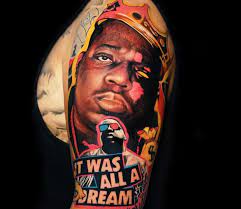Tattoofilter is a tattoo community, tattoo gallery and international tattoo artist, studio and event notorious b.i.g.'s tattoos that you can filter by style, body part and size, and order by date or score. The Notorious B I G Tattoo By Dave Paulo Post 27451