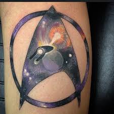 #star trek #star trek tattoo #uss enterprise #just a little update lmao #first pic is from about a week ago #second is from today. Star Trek Symbol Prepare To Geek Out Over These Tattoo Ideas Popsugar Tech Photo 17