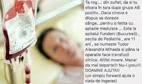Donarea de sânge în scopuri terapeutice este un gest umanitar, benevol, neremunerat și anonim. Un AnunÈ› Umanitar Cu O FetiÈ›Äƒ Care Are Nevoie UrgentÄƒ De Sange S A Propagat Azi Cu Repeziciune Pe Facebook E Din 2009 Cateva Cuvinte Despre Problemele Din 2017