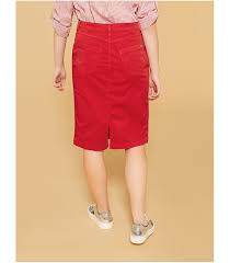 Jupe Mi Longue Grande Taille Rouge En Coton Stretch Marina Rinaldi