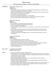 Quality Team Lead Resume Samples Velvet Jobs