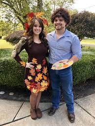 Bob Ross And Happy Little Tree Couples Costume Halloween Costumes Diy Couples Cute Couple Halloween Costumes Bob Ross Halloween Costume