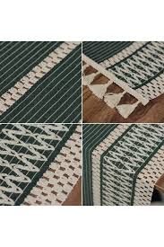 Tropikhome Yeşil Örme Runner Organik Pamuk Dantel Örme Püsküllü Runner  35×155 Cm Regina Runner Masa Örtüsü TYC00688449845