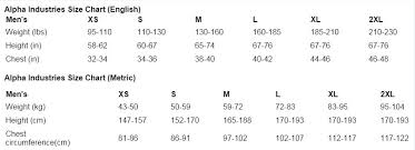 Alpha Industries N3b Parka Size Chart