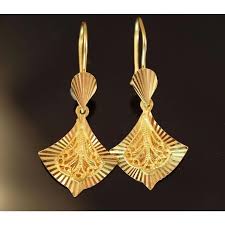 21k gold fan shaped earrings with