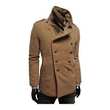 Caban beige, fourrure synthétique, deux poches fendues sur les côtés, col montant, fermeture boutonnée sur le devant. Manteau Hiver Homme Long Couleur Pure Grand Col Beige Cdiscount Pret A Porter
