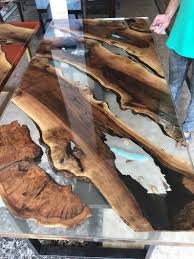 Choose Epoxy Color For Table Ultra Clear Resin Cover Black Walnut Dining Table Quetwa Choose Epox Wood Resin Table Wood Table Design Epoxy Resin Wood